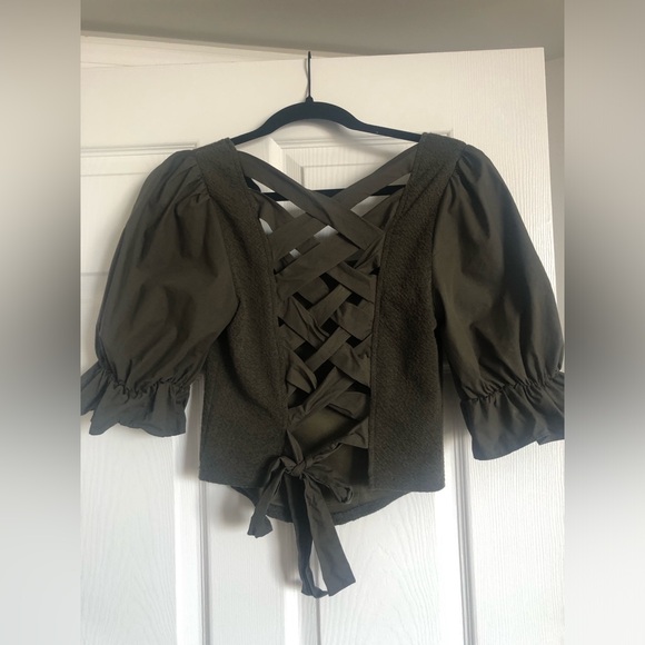 Anthropologie Green Corset Top - Picture 5 of 6